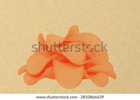Pile of potato chips in Risograph style with a textured vintage print effect, Graphic food element for branding and creative design