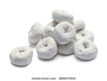 Pile Of Powdered Donuts Isolated On White.