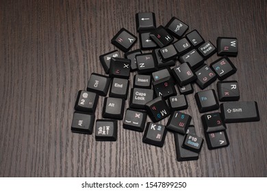 Pile Of Random Computer Keyboard Keys Isolated