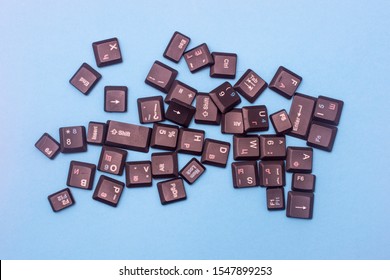 Pile Of Random Computer Keyboard Keys Isolated