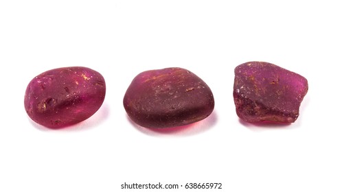 Pile Of Raw Natural Ruby On White Background