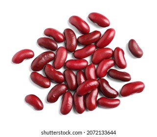 Pile Of Red Beans On White Background, Top View