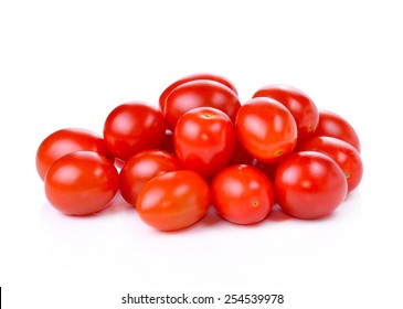 Pile Of Red Grape Tomatoes Isolated On White Background