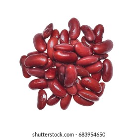 Pile Of Red Kidney Bean, Canned Beans Isolated On White Background, Top View.