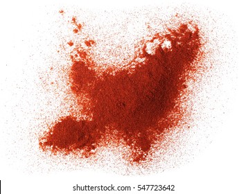 Pile Of Red Paprika Powder Isolated On White