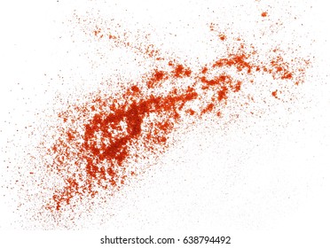 Pile Of Red Paprika Powder Isolated On White