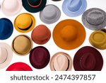 Pile of retro black hat isolated on white