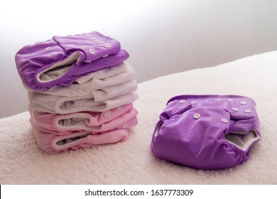 Pile Of Reusable Cloth Diapers