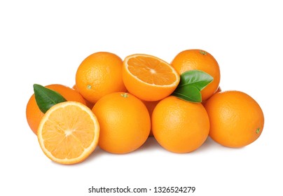 Pile Of Ripe Oranges Isolated On White