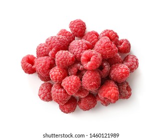 Pile Of Ripe Rasberries Isolated On White Background