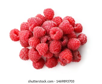 Pile Of Ripe Rasberries Isolated On White Background