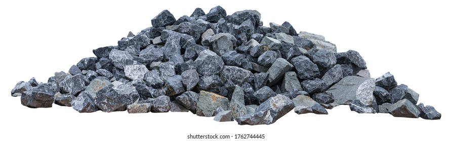 Pile rocks isolated on white background. Clipping path