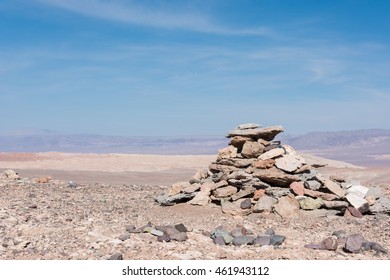 A Pile Of Rocks, Traditionally Used A Navigation Marker, In Chile's Atacama Desert.