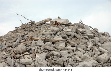 Pile Of Rubble From Demolished Building