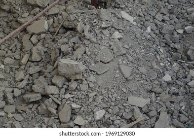 Pile Of Rubble Fallen To The Ground From A Building