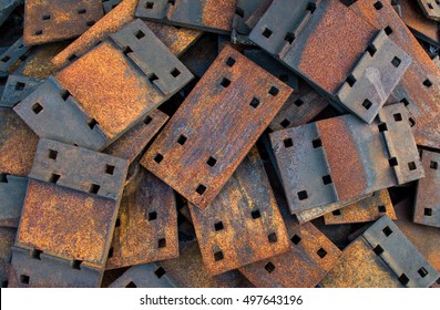 Pile Of Rusty, Railroad Tie Plates.