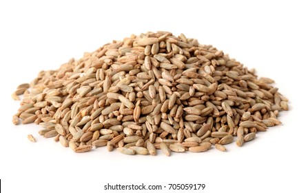 Pile Of Rye Grains Isolated On White