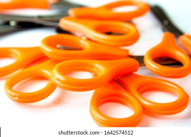 A pile of scissors isolate with white background.