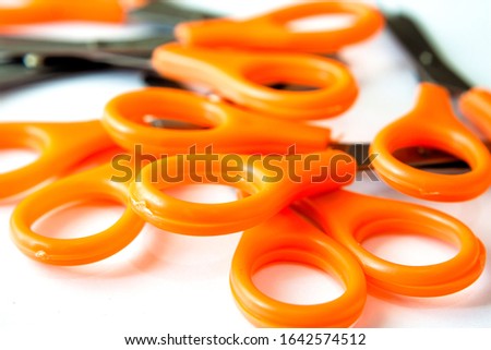 A pile of scissors isolate with white background.