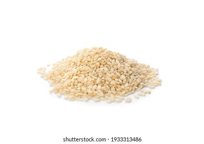 Pile Of Sesame Seeds On White Background