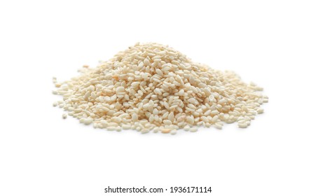 Pile Of Sesame Seeds On White Background