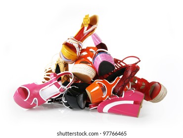 Pile Shoes On White Background Stock Photo 97766465 | Shutterstock