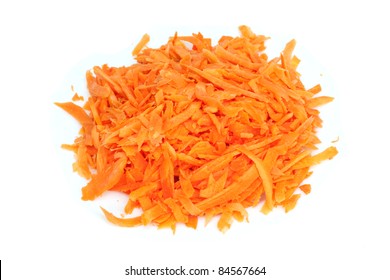 Pile Of Shredded Carrots Isolated On A White Background