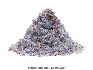 Pile Of Shredded Paper Isolated On White Background.