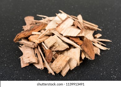 Pile Of Shredded Wood Chips For Smoking Meats