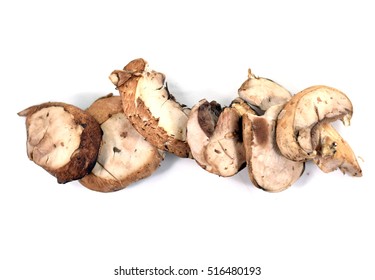 Pile Of Sliced Organic Crimini Or Baby Bella Mushrooms - Isolated