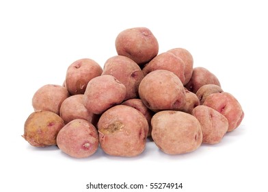 A Pile Of Small Red Potatoes Isolated On A White Background