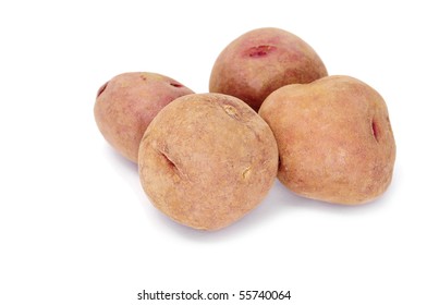 A Pile Of Small Red Potatoes Isolated On A White Background