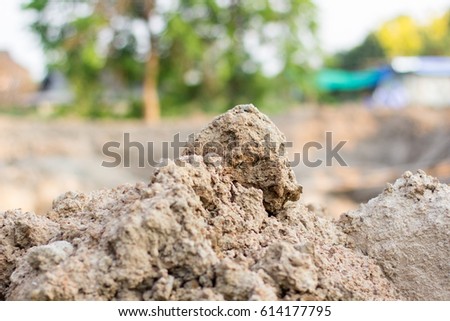 The pile of soil for build the building at the construction site