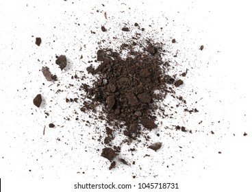 Pile Of Soil, Dirt Isolated On White Background, Top View