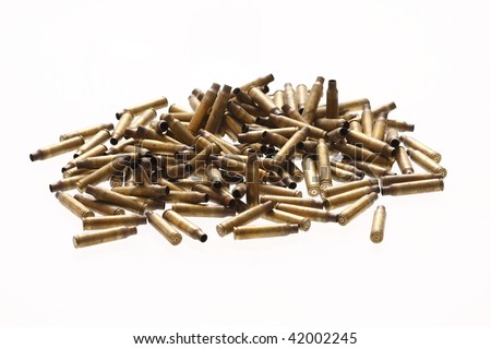 Pile of spent bullet casings.