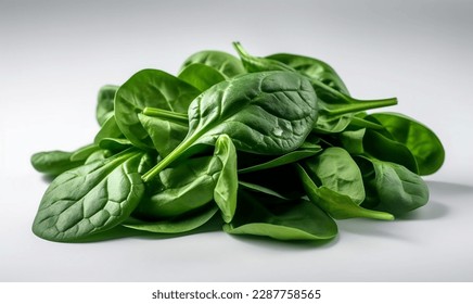 a pile of spinach against a white background