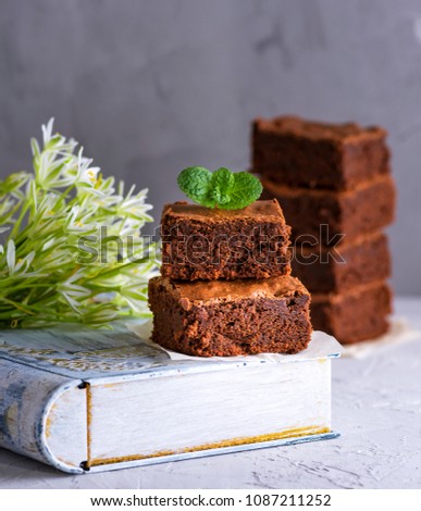 quadratische Stücke Schokoladenbrownie