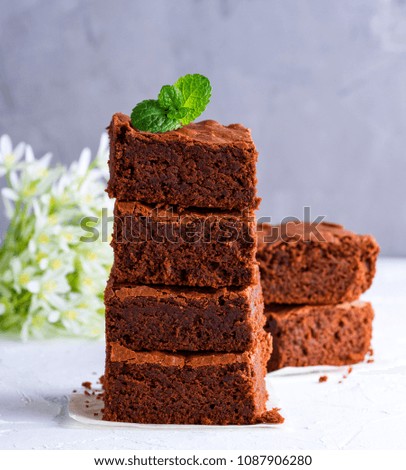 Similar – quadratische Stücke Schokoladenbrownie