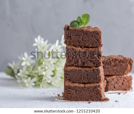 Similar – quadratische Stücke Schokoladenbrownie