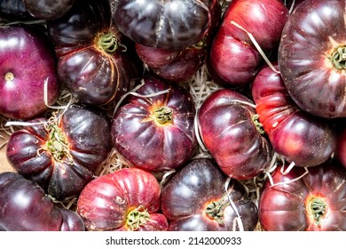 Pile Or Stack Of Cherokee Purple Salad Tomatoes With No People