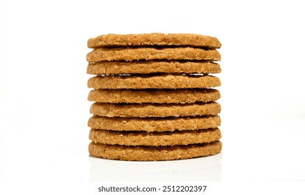 Pile stack of Maria biscuits isolated on a white background