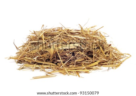 a pile of straw on a white background