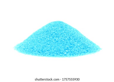 Pile Of Sugar Flavored Blueberry, Blueberry Powder, Blue Color On White Background (isolated)