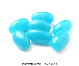 Pile Of Tasty Bright Jelly Beans Isolated On White