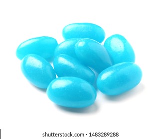 Pile Of Tasty Bright Jelly Beans Isolated On White