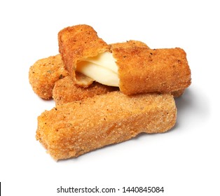 Pile Of Tasty Cheese Sticks Isolated On White