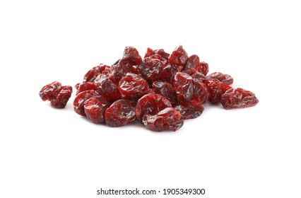 Pile Of Tasty Dried Cranberries Isolated On White