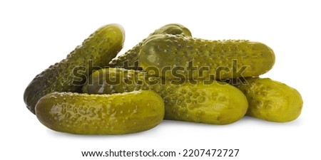 Pile of tasty pickled cucumbers on white background Foto stock © 