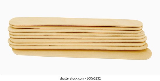 Pile Of Tongue Depressor On A White Background