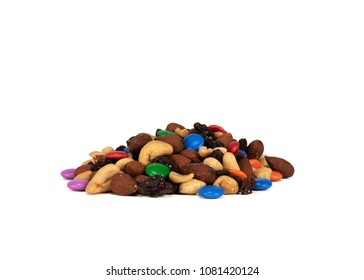 Pile Of Trail Mix On White Background